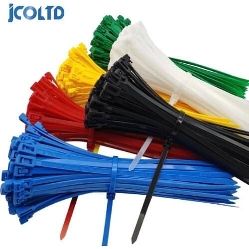 100 PCS 5*200MM Releasable Cable Ties Colored Plastics Reusable Cable Ties Loop Wrap Nylon Zip Ties Bundle Ties