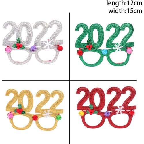 Merry Christmas Red Green Glasses Paper Glasses Party Photo Frame Props 2022 Christmas Decoration Navidad Headband For Kid Home