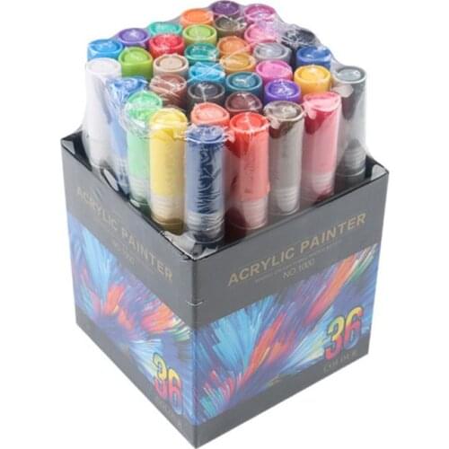 4/8/12/15/24/36 Colors Acrylic Paint Marker Pen Detailed Marking for DIY Album Glass Ceramic Rock Wood Canvas