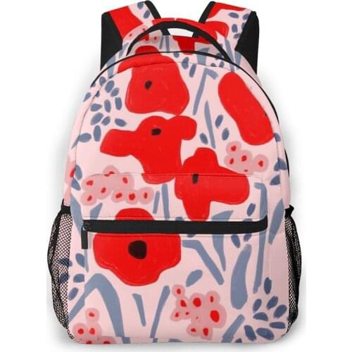 WHEREISART Red Floral Backpack Women Shoulder Bag For Teenage Girls Red Poppies Large Bagpack Ladies School Dropshipping 2021