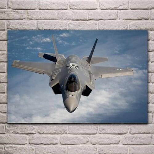 F 35 joint fighter jet airplane plane bomber living room decoration home wall art decor wood frame fabric poster QX212