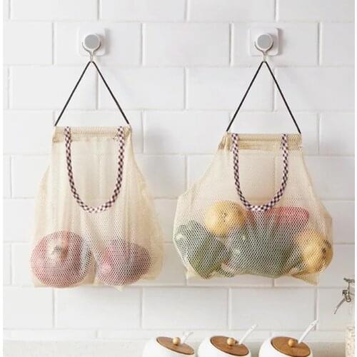 Mesh Hangable Vegetable Bags Eco Friendly Onion Storage Grocery Storage Bag Vegetable Bags Reusable Kitchen Accessories