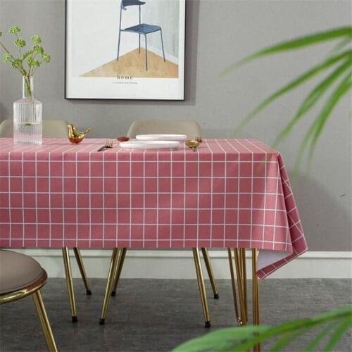 1 Pc Large Size Wash-free Tablecloth INS Grid Pattern Waterproof Oil-proof Thick Anti-scald Coffee Table Mat PVC Dining Mats
