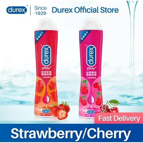 Durex Lubricant 2*50Ml Cherry Strawberry Flavored Lube Gel Water Based Anal Lubrication Safe Adult Sex Toys Products for Couples
