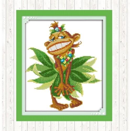 Funny Monkey Embroidery Handmade Needlework Package 11CT 14CT Cross Stitch Set Wall Home Decor Cross Stitch Kits DMC Floss Kits