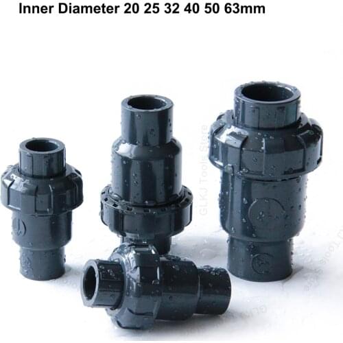 1pcs ID 20 25 32 40 50 63mm UPVC Non-Return Check Valve PVC Solvent Weld Pipe Fittings Garden Irrigation Water Pipe Connector