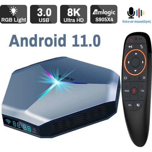 A95X F4 Android 11 TV Box RGB Light Amlogic S905X4 Dual Wifi 3D ARM Mali-G31 Fast Set TV BT H.265 8K Youtube Set top box