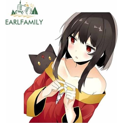 EARLFAMILY 13cm x 11cm for Megumin Funny Car Stickers Creative Waterproof Decal RV Refrigerator Air Conditioner Vinyl Car Wrap