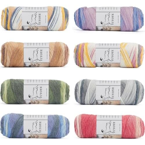 YUYOYE 100% Wool Dyeing Yarn Hand DIY Knitting Rainbow Segment Dyed Yarn Soft Crochet Thick Wool Thread Hand-knitted 100g/Ball
