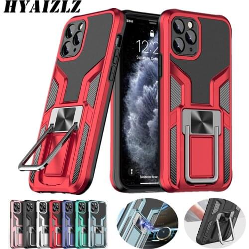 Armor Phone Case for iPhone 12 11 Pro Max Mini XS XR 7 8 Plus SE 2020 Shockproof Magnetic Car Ring Holder Kickstand Back Cover