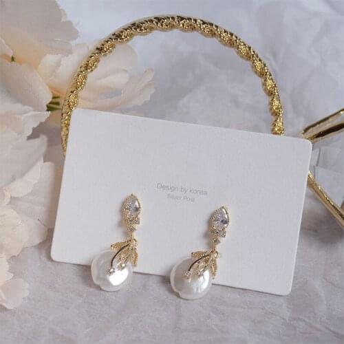 Earring Wedding Jewelry Pearl Earrings Luxury for Bridal Christmas Gift Zirconia Gold Stud Elegant Bohemia Women