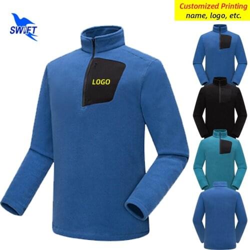1/4 Zipper Mandarin Collar Fleece Winter Thermal Hiking Jacket Men Breathable Sport Fish Trekking Coat Outdoor Outwear Customize