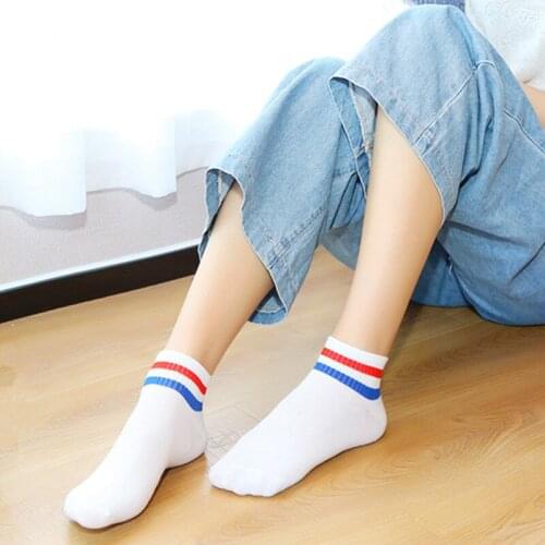 1 Pair Unisex Socks 10 Colors Two Bar Classic Stripes Lovers Socks School Wind Retro Leisure Socks Women Sock