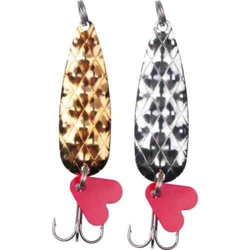 1Pcs Metal Spinner Spoon Fishing Lure Noise Paillette 8g Gold Silver Rotating Hard Baits For Trout Pike Peche Treble Hook Tackle