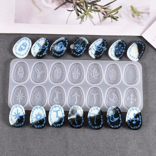 Rune Stones Resin Mold Runes Character Casting Molds for DIY The