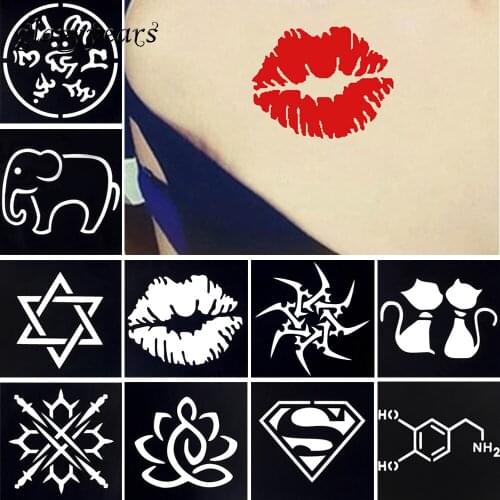 10 Sheets Small Henna Tattoo Stencil Cartoon Cat Lotus Flower Painting Drawing Women Shoulder Body Art Tattoo Template 2017 G#02