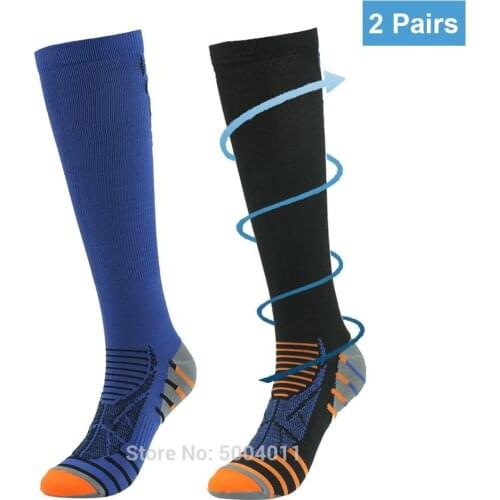 RANDY SUN Compression Socks 10-20mmHg Knee High Edema Varicose Veins Pregnancy Travel Athlete Running Sports Stocking 2 Pairs