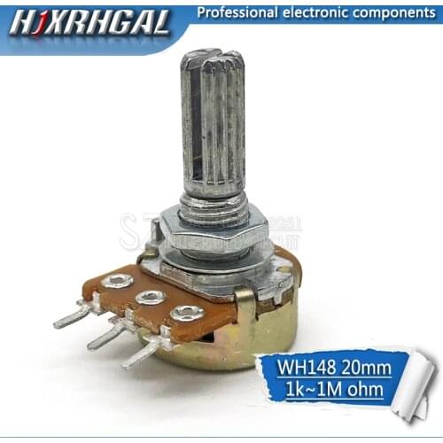 2pcs WH148 20mm 3pin Potentiometer B1K B2K B5K B10K B20K B50K B100K B250K B1M 1K 2K 5K 10K 20K 50K 100K 250K 500K 1M hjxrhgal