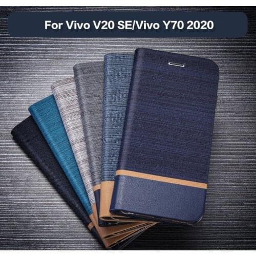 PU Leather Wallet Case For Vivo V20 SE Business Phone Case For Vivo Y70 2020 Book Case Soft Silicone Back Cover