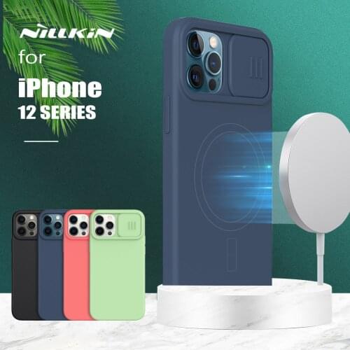 For iPhone 12 Pro Max Case Nillkin CamShield Slim Magnetic Slide Camera Case Liquid Silicone Back Cover for iPhone 12 12 Pro Max