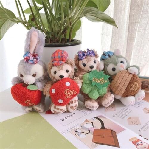 DISNEY Fruits Series Duffy ShellieMay Stella Lou Toni Cat Stuffed Plush Toys Handbag Pendant Kids Disneyland Gift Keychain