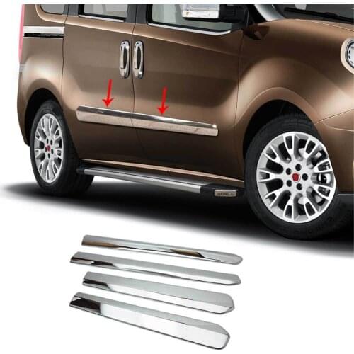 Fiat Doblo Chrome Side Door Streamer 4 Piece Stainless Steel (2010-)