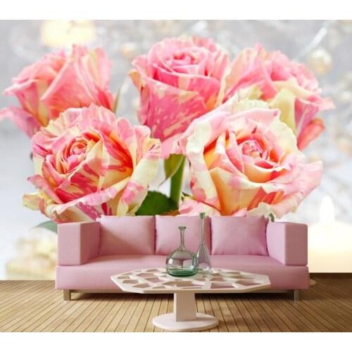 Custom murals Papel de parede,Pink Romantic Rose flower wallpaper,restaurant living room sofa TV wall bedroom 3d photo wallpaper