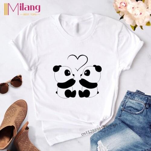 Streetwear Women T Shirt 2021 New Cartoon Panda Print O-Neck t shirt Female Summer Causal O Neck Short Sleeve Graphics Tees