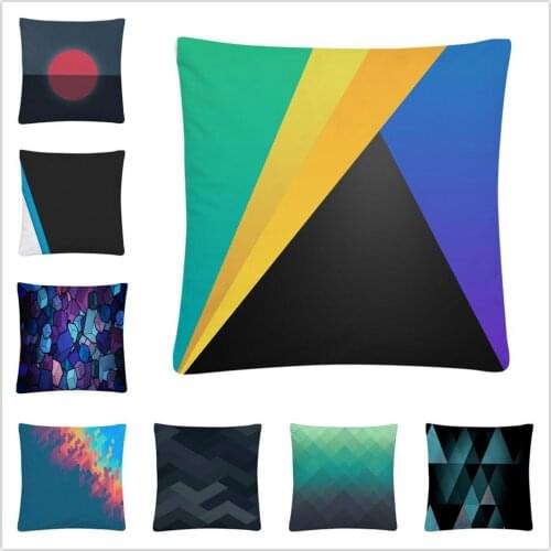 Geometric simple graphic stitching pattern Soft Short Plush Cushion Cover Pillow Case for Home Sofa Car Decor Pillowcase 45X45cm