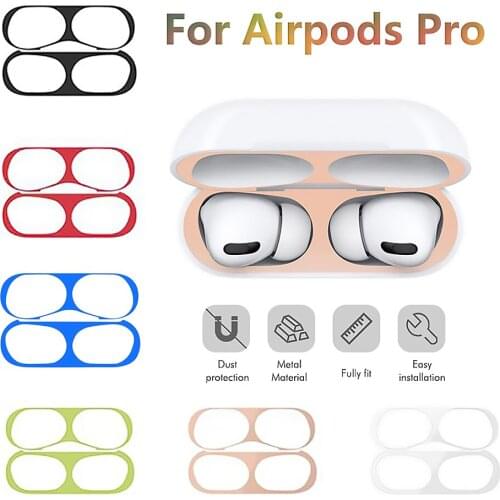 Hot Selling Electroplate Film Sticker Dust-proof Metal Protective Cover Case Headphones Accessories for AirPods Pro