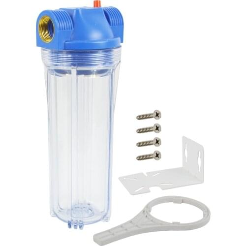 Whole House Water Filter Housing,10-Inch x2.5-inch Clear Housing 1-inch Port include Screws, Bracket and Wrench