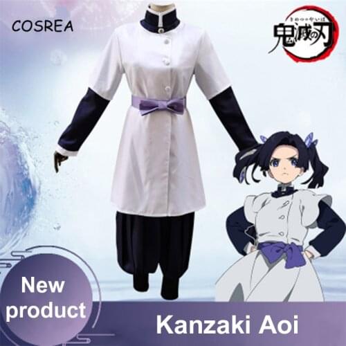 Anime Demon Slayer: Kimetsu no Yaiba Cosplay Kanzaki Aoi Costume Set Adult Girl Clothes Suit Halloween Carnival Party Women