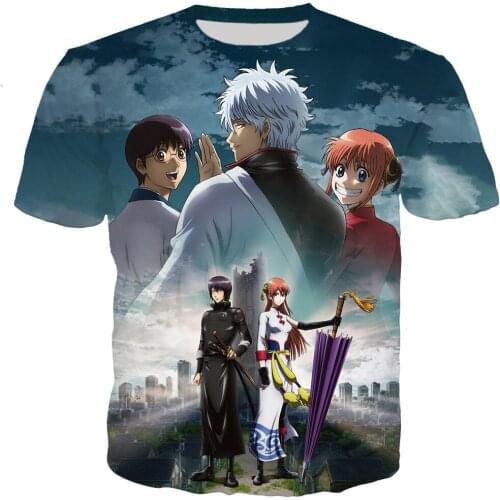 2021 Classic Hot Sale Anime Gintama 3D Print T-Shirt Fashion Harajuku Cool Unisex Casual Short Sleeve Streetwear Oversize Tops