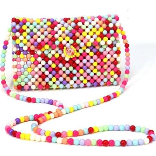 Pearl bag beaded small crossbody bag retro women party vintage acrylic plastic handbag 2019 summer luxury brand colors wholesale
