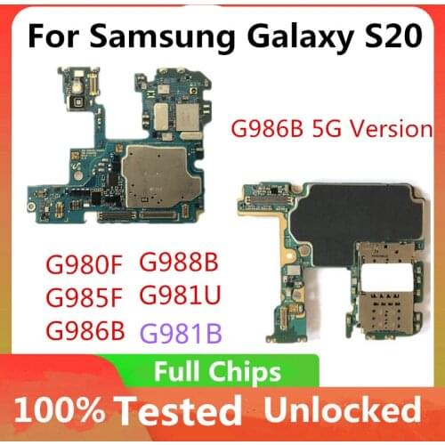 100% Original Unlocked for Samsung Galaxy S20 G980F Motherboard,G985F G981B G986B G988B G981U G986U Android OS Mainboard