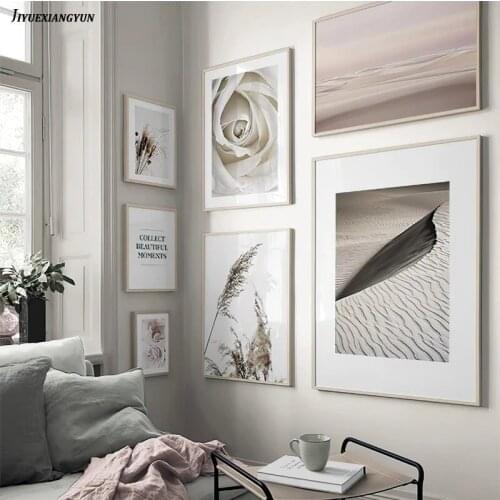 Minimalist Reed Grass Poster Blooming Flower Wall Art Picture Canvas Painting Living Room Decor Nordic Home Decoration