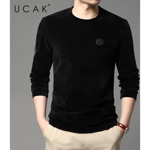 UCAK Brand Classic O-Neck Solid Color T Shirt Men Clothes Autumn New Arrivals Casual Streetwear Long Sleeve T-Shirts Homme U5744