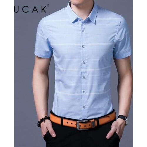 UCAK Brand Summer Soft Cotton Shirts Men Clothing New Fashion Style Streetwear Casual Striped Shirt Clothes Homme U6230