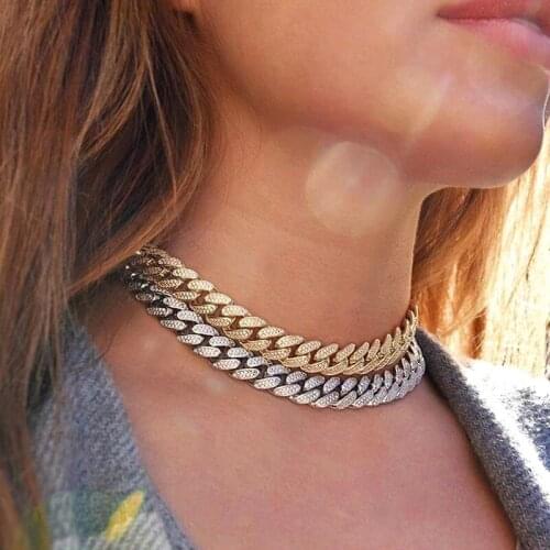 2021 Iced Out Bling Hip Hop Men Boy Luxury Party Jewelry Micro Pave 5A Cubic Zirconia Miami Cuban Link Chain Necklace Wholesale