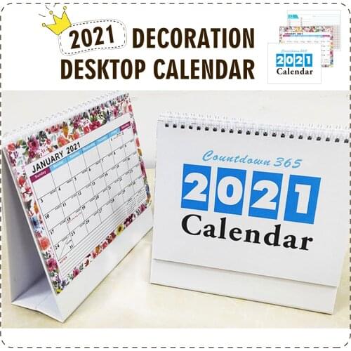 Behogar 2021 Desk Calendar Wirebound Flip Stand Up Desk Desktop Monthly Daily Scheduler Planner for Family Home Office Supplies