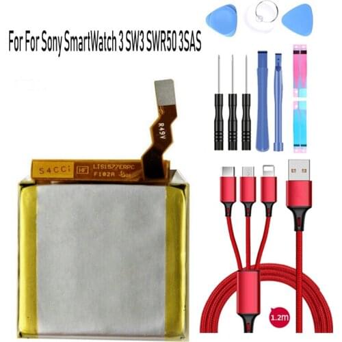 100% new 420mAh 1288-9079 1588-0911 GB-S10-353235-0100 Battery For Sony SmartWatch 3 SW3 SWR50 3SAS Batteries +USB cable+toolkit