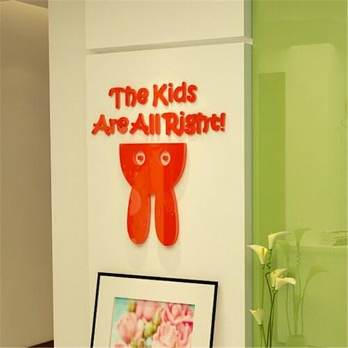 2016 New Diy Animal cartoon wall stickers for kids rooms Cute rabbit ears 3D stereo crystal acrylic wall sticker home decor art