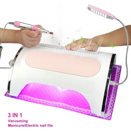 Vacuum Cleaner For Manicure Nail Dust Collector Nail 3 Fans Strong Power 54W LED UV Lamp Nail Dryer & Pedicure Drill Sander Pen