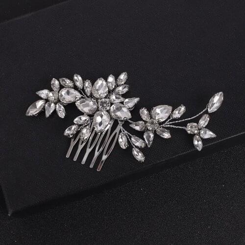 Silver Handmade Rhinestone Bridal Headwear Women Hair Jewelry Luxury Hair Comb For Bride Hair Ornaments Hair Clip