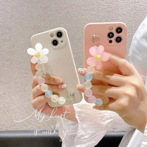 Korea ins Colorful Round Bead Flower Liquid Silicone phone case for iphone 11 12 Pro Max 7 8 6S Plus X XS XR SE 2020 Cute cover