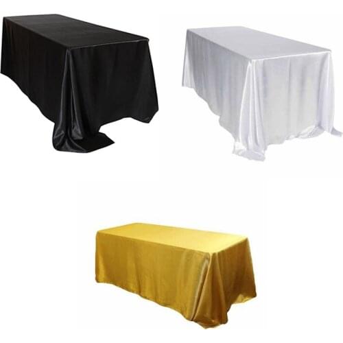 10pcs 228x335cm White/Black Satin Tablecloth Rectangular Hotel Banquet Table Cloth For Wedding Party Christmas Home Decoration