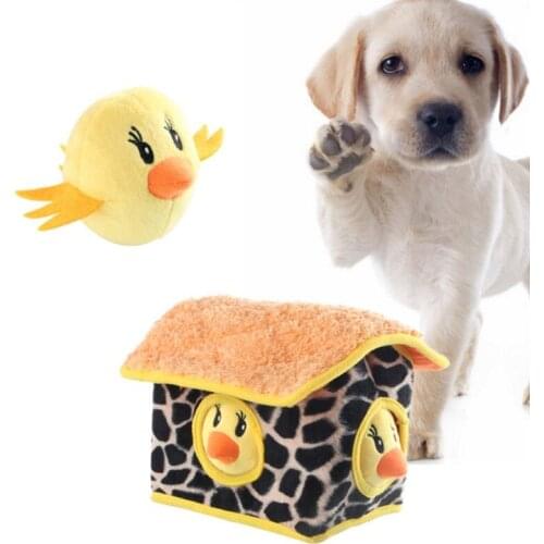 Hound Hide Yellow Chicken Fun Squeaky Hide And Seek Interactive Puzzle Plush Dog Toy Pet Molar Toy