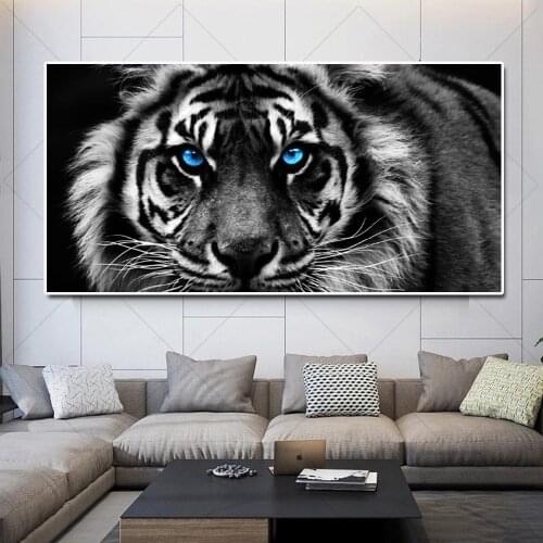 Modern Style Black And White Tiger Head Animal Art Posters And Prints Wall Pictures For Room Home Cuadros One Piece Decoration