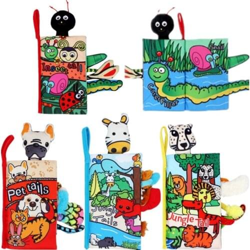 Tearproof 3D Baby Cloth Book Animal Tail Reading Book For Infant First Preschool Interactive Montessori Educational Cloth Book