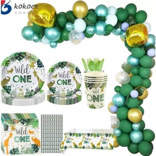 Wild One Birthday Party Decorations Kids Jungle Safari Animal Birthday Decoration First 1st Birthday Safari Jungle Party Decor